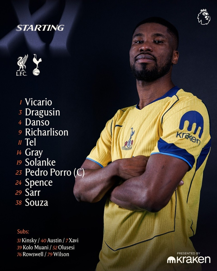 利物浦热刺英超争锋 赛前首发阵容揭晓